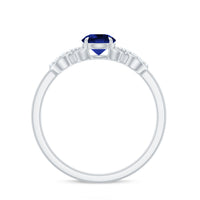 Certified 0.6 Carat Lab Grown Blue Sapphire Engagement Ring with Diamond Infinity Knot