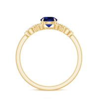 Certified 0.6 Carat Lab Grown Blue Sapphire Engagement Ring with Diamond Infinity Knot