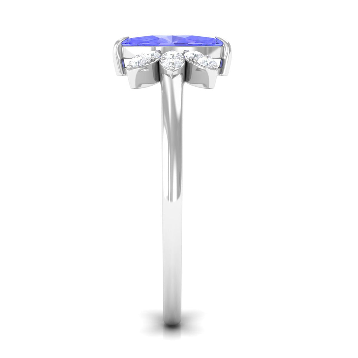 Marquise cut tanzanite and diamond promise ring by Rosec Jewels, featuring a 1-carat gemstone set in a delicate ring design.