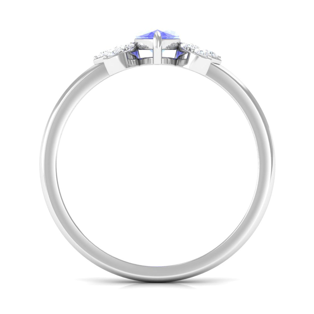 Marquise cut tanzanite and diamond promise ring by Rosec Jewels, featuring a 1 CT gemstone and elegant band design.