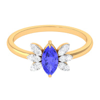 Marquise cut tanzanite and diamond promise ring by Rosec Jewels, featuring a 1 CT sparkling gemstone and elegant band design.