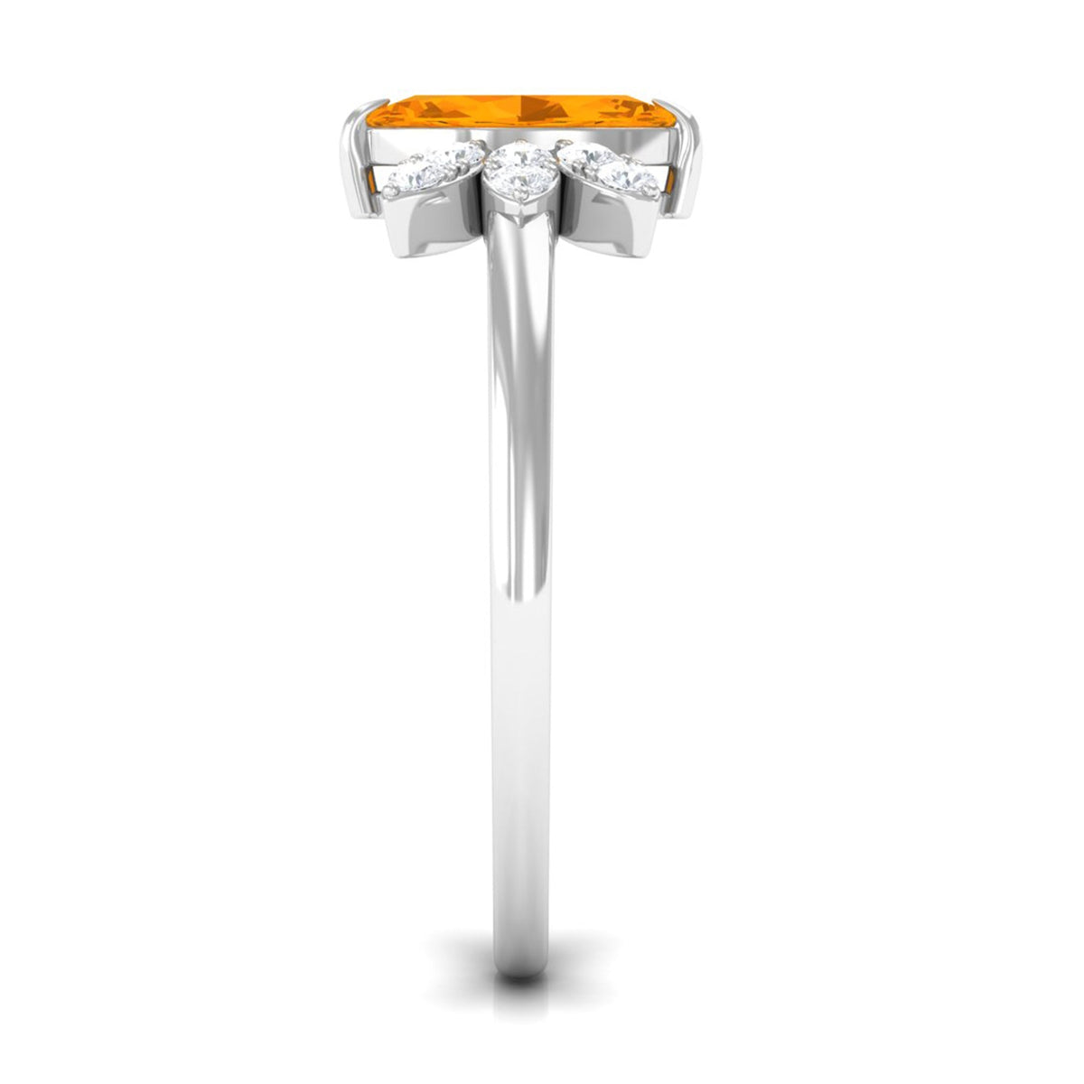 Rosec Jewels 3/4 Ct marquise fire opal and diamond engagement ring showcasing a marquise fire opal with sparkling diamonds on a silver band.
