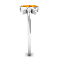 Rosec Jewels 3/4 Ct marquise fire opal and diamond engagement ring showcasing a marquise fire opal with sparkling diamonds on a silver band.