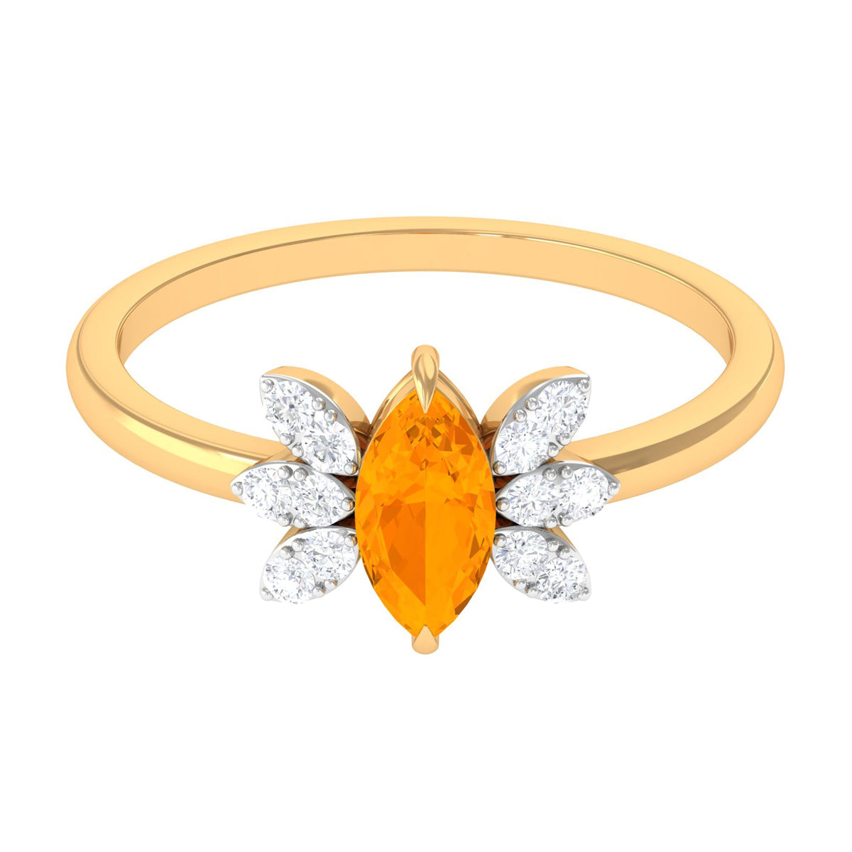 Rosec Jewels 3/4 Ct marquise fire opal and diamond engagement ring showcasing sparkling gemstones and elegant band design.