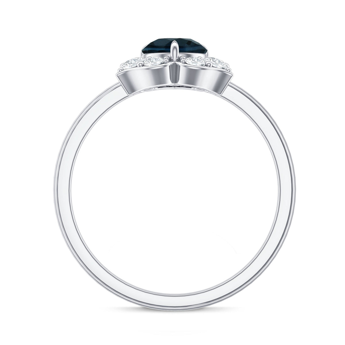 Round London Blue Topaz Floral Engagement Ring with Diamond