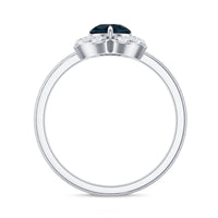 Round London Blue Topaz Floral Engagement Ring with Diamond