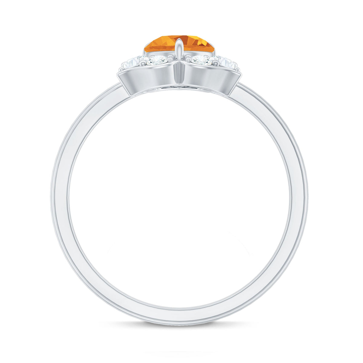 Certified Natural Citrine Designer Flower Engagement Ring with Diamond