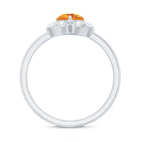 Certified Natural Citrine Designer Flower Engagement Ring with Diamond