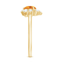 Certified Natural Citrine Designer Flower Engagement Ring with Diamond