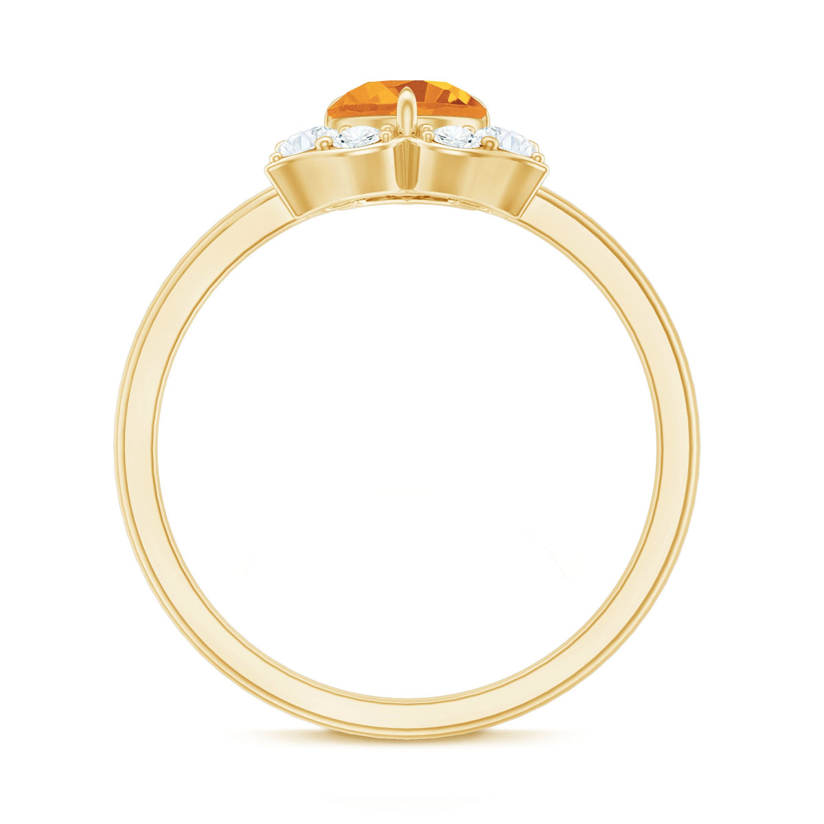 Certified Natural Citrine Designer Flower Engagement Ring with Diamond