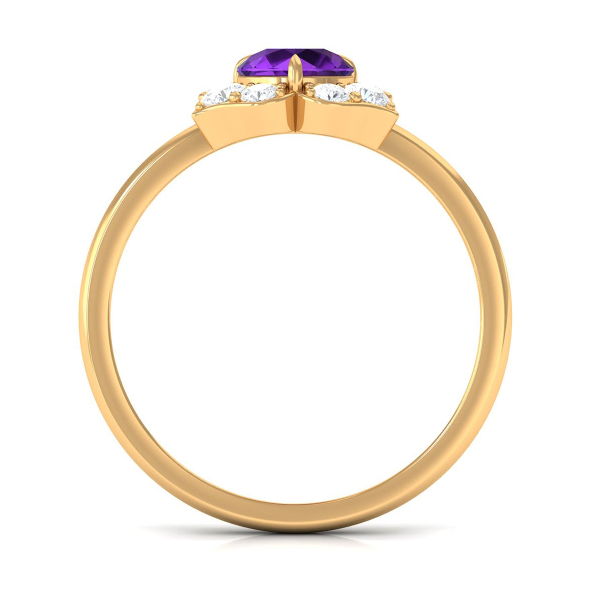Real amethyst flower engagement ring with diamond accents from Rosec Jewels, showcasing a detailed floral design in sterling silver.