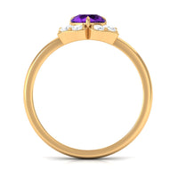 Real amethyst flower engagement ring with diamond accents from Rosec Jewels, showcasing a detailed floral design in sterling silver.