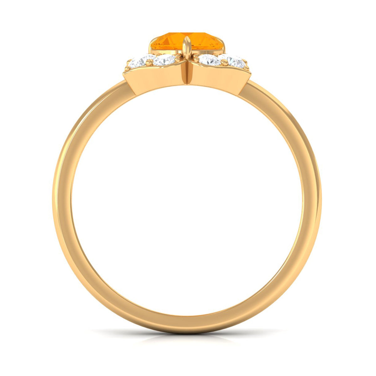 Round fire opal flower engagement ring with diamond accents by Rosec Jewels, featuring a detailed floral design and sparkling gemstones.