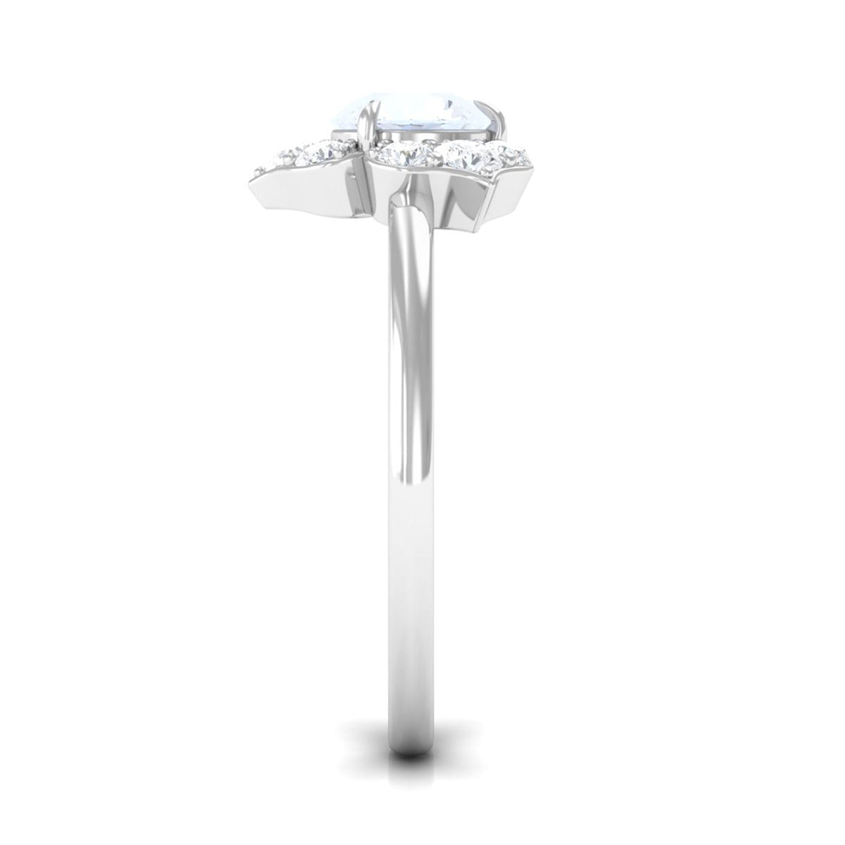 Rosec Jewels 1.25 CT moonstone and diamond floral engagement ring with intricate gold band and detailed gemstone settings.