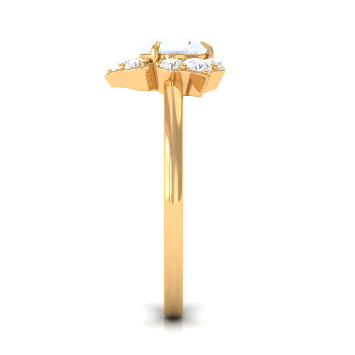 1.25 CT moonstone and diamond floral engagement ring by Rosec Jewels featuring a delicate cluster design and intricate detailing.