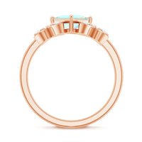 Ethiopian opal flower engagement ring with princess cut stone and diamond accents by Rosec Jewels.