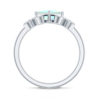 Natural princess cut Ethiopian opal flower engagement ring with diamond accents, showcasing intricate design and sparkling gemstones.
