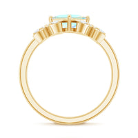 Ethiopian opal flower engagement ring by Rosec Jewels featuring a natural princess cut opal and diamond accents.