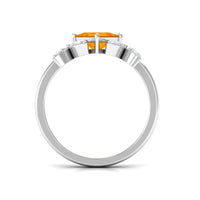 Rosec Jewels 1.50 CT princess cut fire opal flower engagement ring with diamond, showcasing the detailed floral design and sparkling stones.