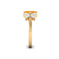 Rosec Jewels 1.50 CT princess cut fire opal flower engagement ring with diamonds, showcasing vibrant gemstone and elegant design.