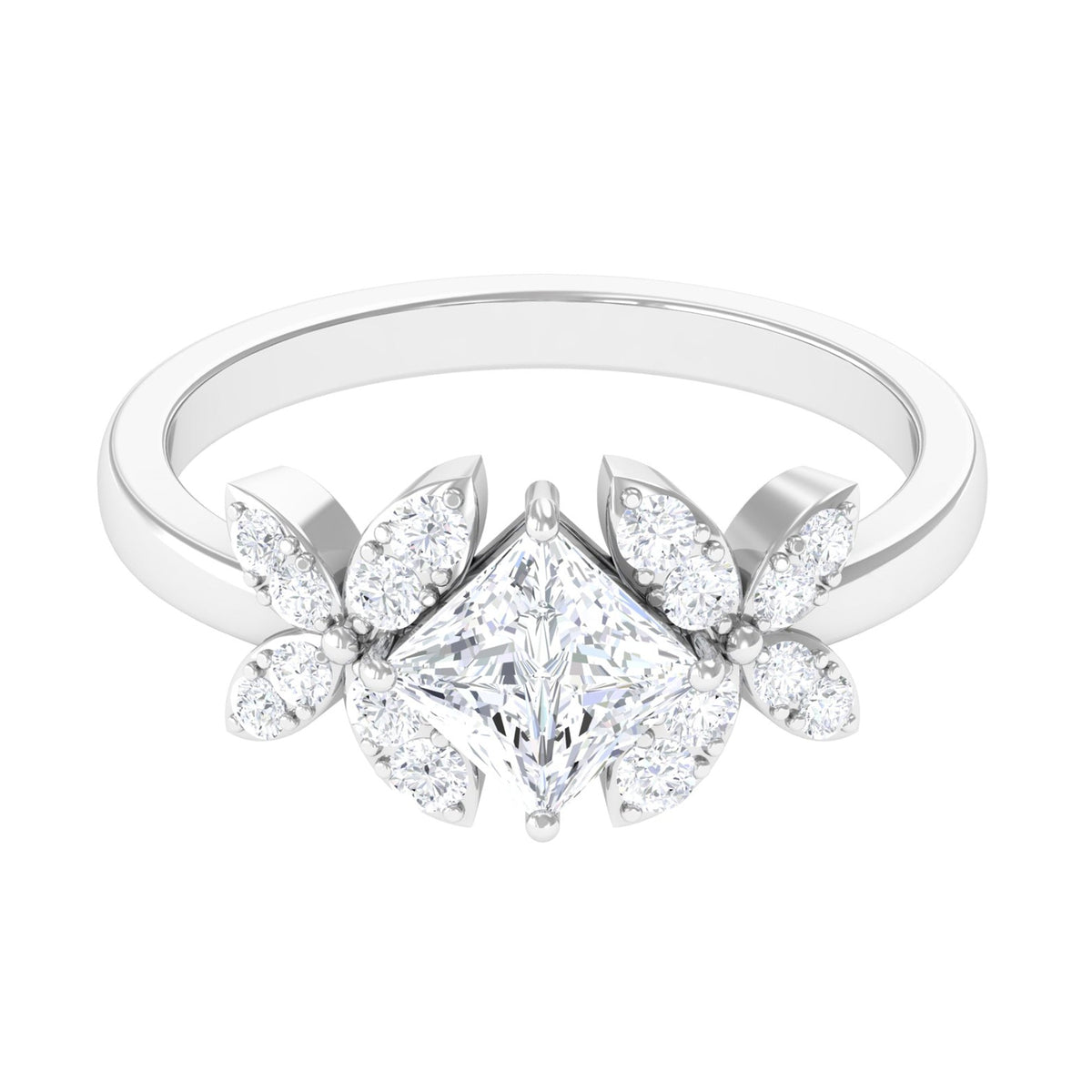 Zircon Floral Inspired Engagement Ring