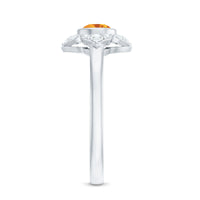Natural Citrine Diamond Flower Engagement Ring with Certificate