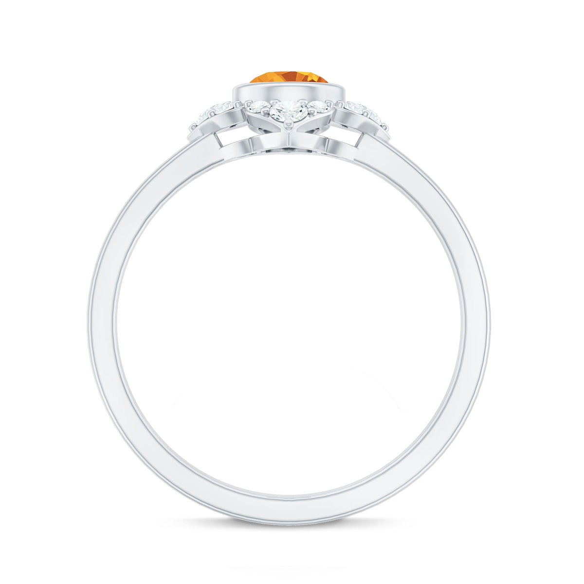 Natural Citrine Diamond Flower Engagement Ring with Certificate