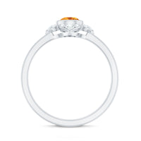 Natural Citrine Diamond Flower Engagement Ring with Certificate