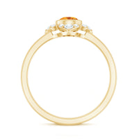 Natural Citrine Diamond Flower Engagement Ring with Certificate