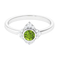 0.50 CT Vintage Inspired Peridot Engagement Ring with Diamond
