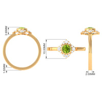 0.50 CT Vintage Inspired Peridot Engagement Ring with Diamond