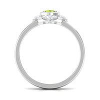 0.50 CT Vintage Inspired Peridot Engagement Ring with Diamond