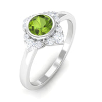 0.50 CT Vintage Inspired Peridot Engagement Ring with Diamond