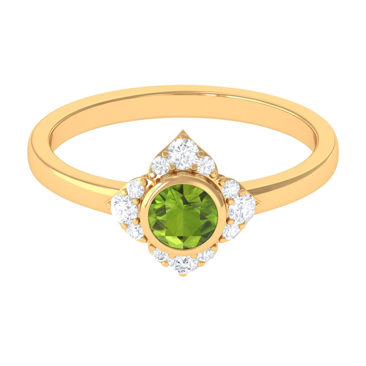 0.50 CT Vintage Inspired Peridot Engagement Ring with Diamond