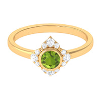 0.50 CT Vintage Inspired Peridot Engagement Ring with Diamond