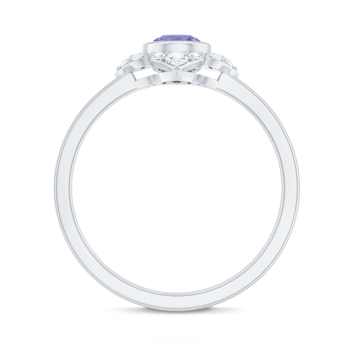 Certified real Tanzanite flower engagement ring with diamond accents from Rosec Jewels, showcasing the vibrant gemstone and intricate design.