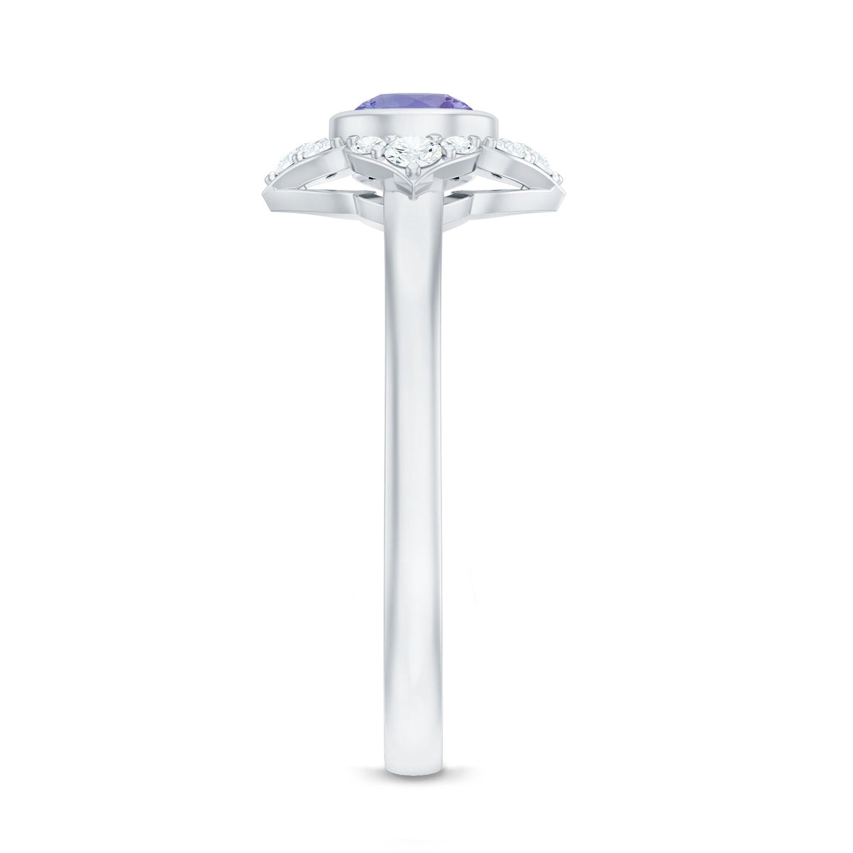 Certified real Tanzanite flower engagement ring with diamonds, featuring intricate design and sparkling gemstone setting by Rosec Jewels.