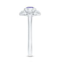 Certified real Tanzanite flower engagement ring with diamonds, featuring intricate design and sparkling gemstone setting by Rosec Jewels.