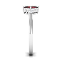 Real 6mm Garnet Princess Cut Engagement Ring with Diamond