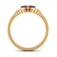 Real 6mm Garnet Princess Cut Engagement Ring with Diamond