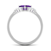 Natural 1.2 Carat Amethyst princess cut engagement ring with diamond accents from Rosec Jewels, showcasing the elegant gemstone setting.