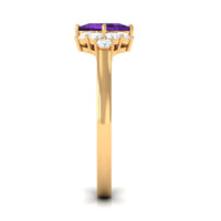 Natural 1.2 Carat Amethyst princess cut engagement ring with diamond accents by Rosec Jewels, showcasing the gemstone and elegant band.