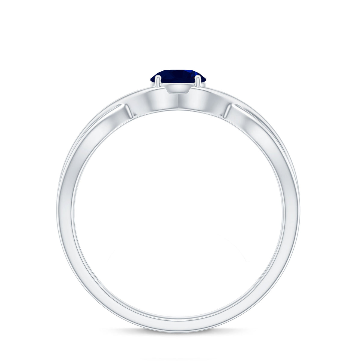 Natural 0.9 Carat Blue Sapphire Promise Ring with Crossover Shank