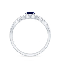 Natural 0.9 Carat Blue Sapphire Promise Ring with Crossover Shank
