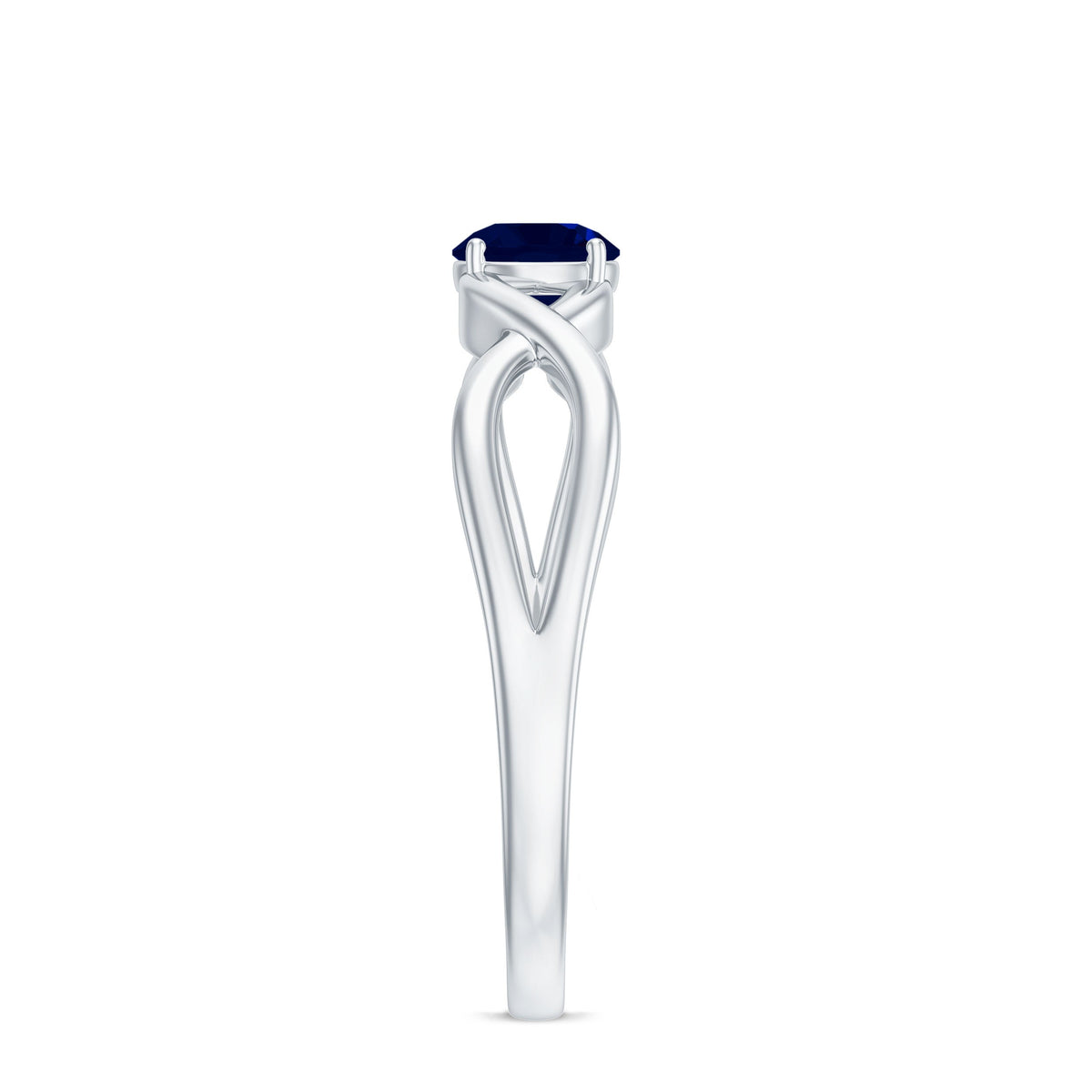 Natural 0.9 Carat Blue Sapphire Promise Ring with Crossover Shank