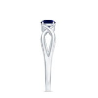 Natural 0.9 Carat Blue Sapphire Promise Ring with Crossover Shank