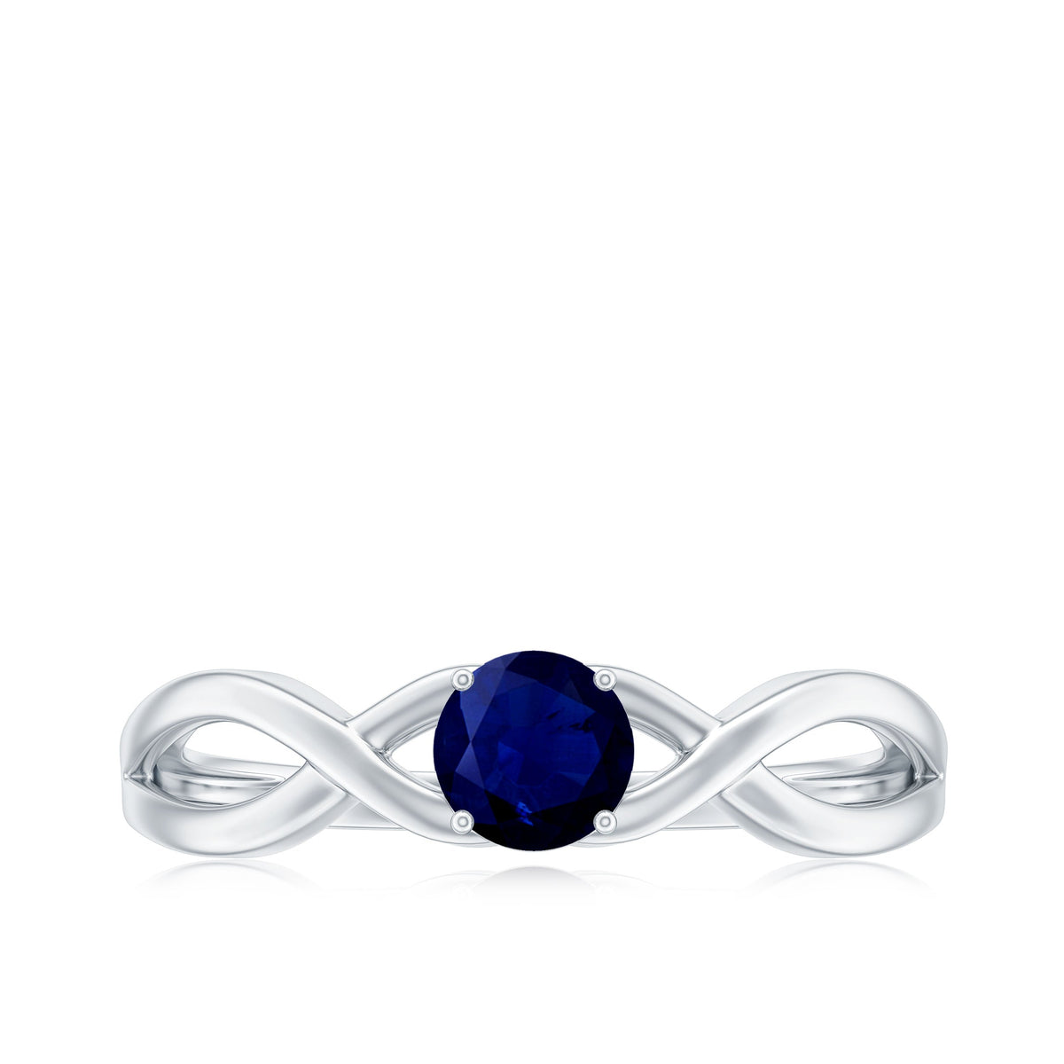 Natural 0.9 Carat Blue Sapphire Promise Ring with Crossover Shank