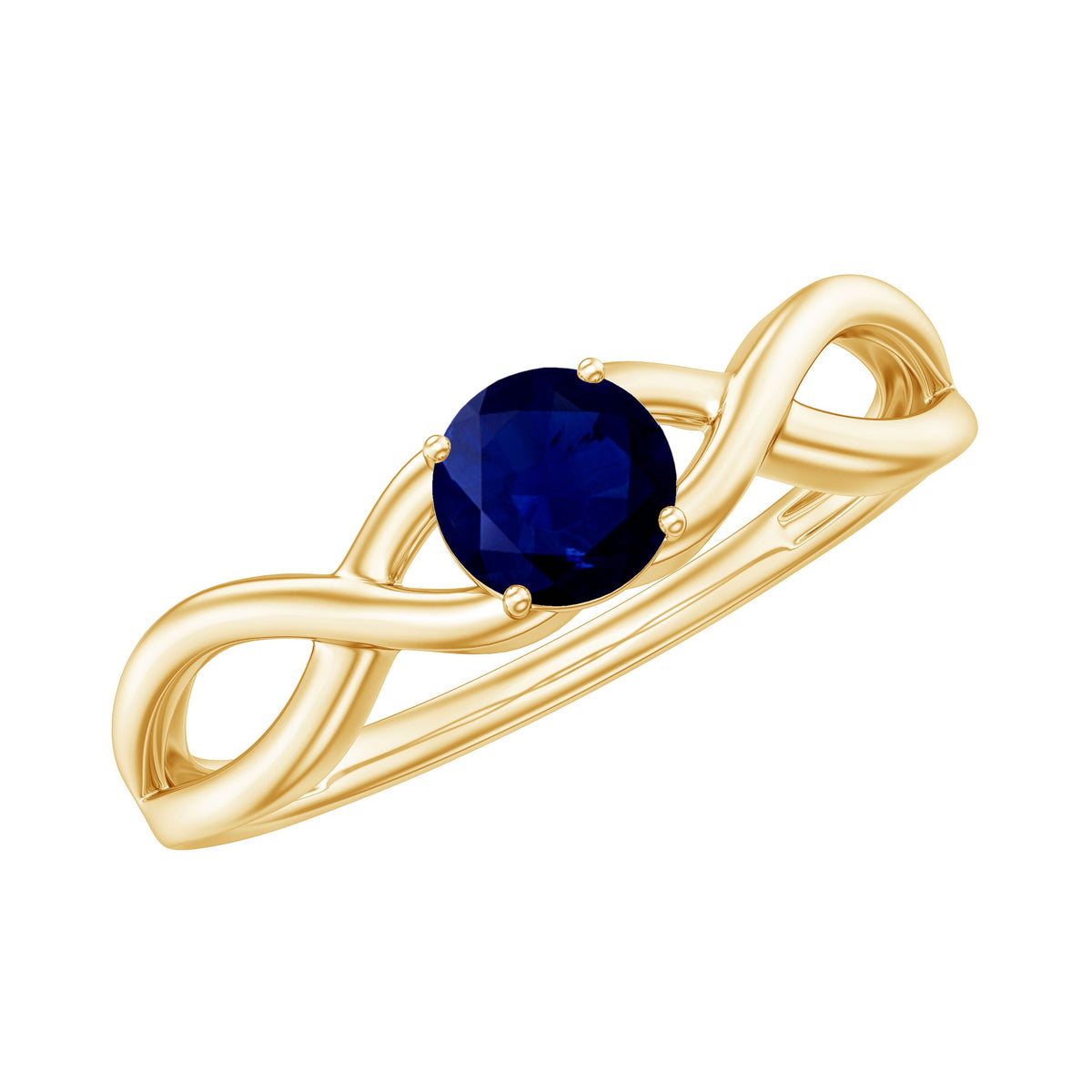 Natural 0.9 Carat Blue Sapphire Promise Ring with Crossover Shank
