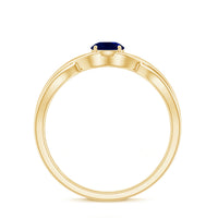 Natural 0.9 Carat Blue Sapphire Promise Ring with Crossover Shank