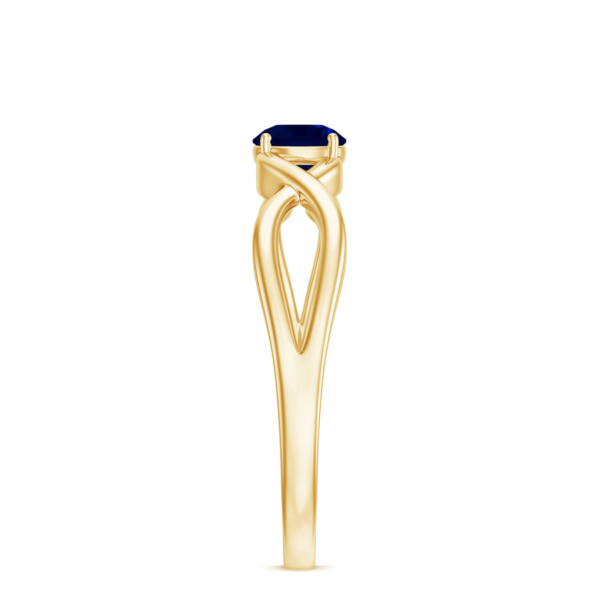 Natural 0.9 Carat Blue Sapphire Promise Ring with Crossover Shank